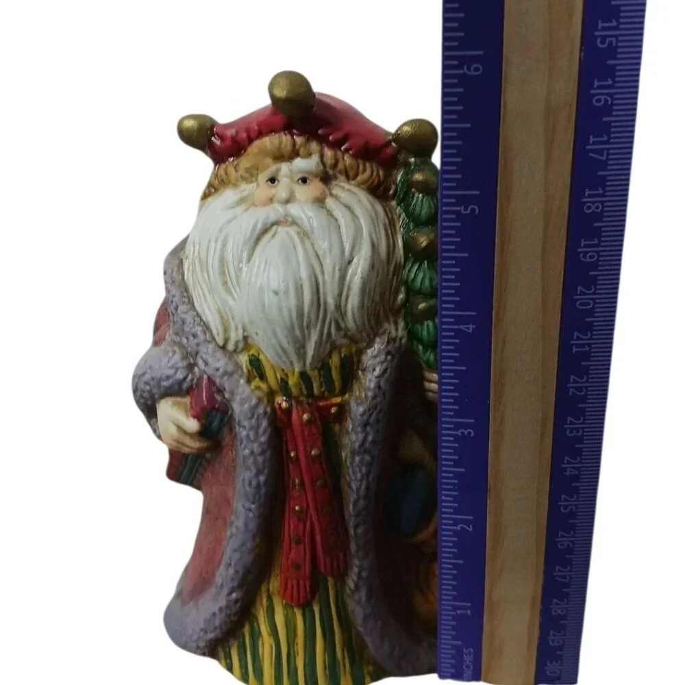 Woodland Vtg  Ceramic Santa Claus Figurine With Gift Bag & Tree
